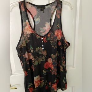 I Jeans by Buffalo black/muted floral racer back swing tank. Size XL